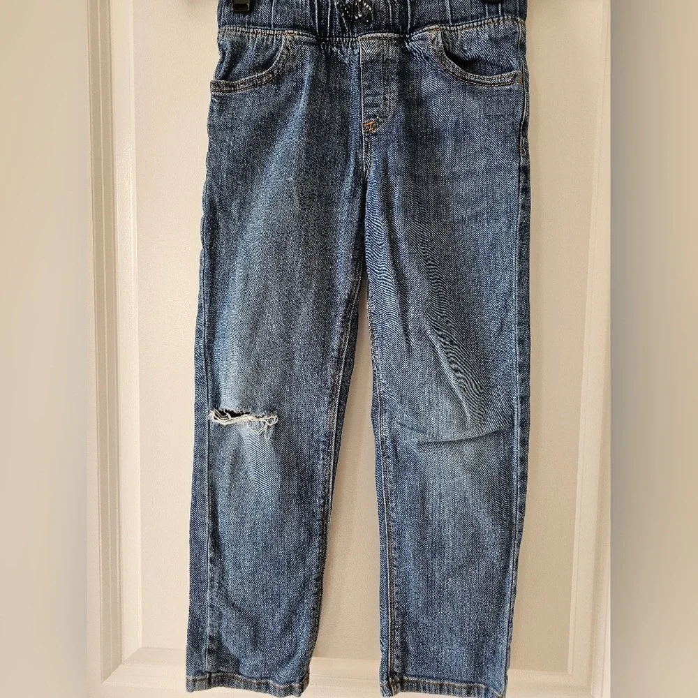 Kid's‎ sz6 Straight Fit Jeans Blue Distressed Ripped Retro Back to School